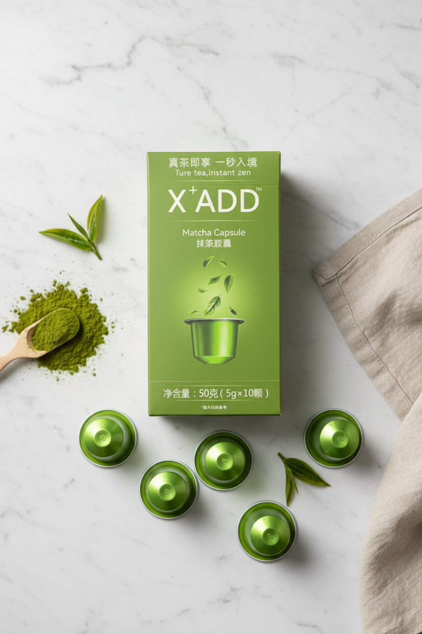 X+ADD 抹茶胶囊产品场景图