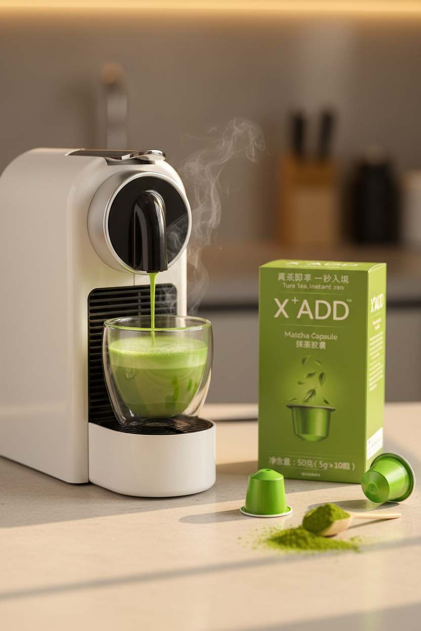 胶囊咖啡机萃取抹茶 × X+ADD 产品场景图